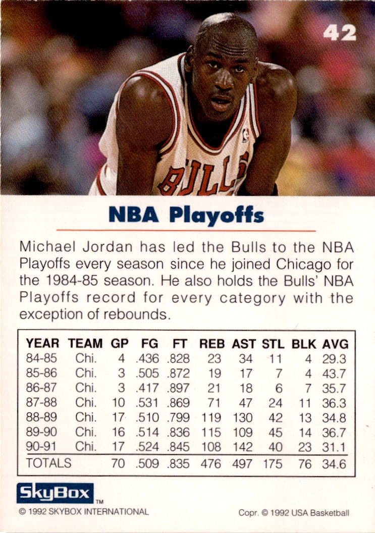 1992 SkyBox USA #42 Michael Jordan
