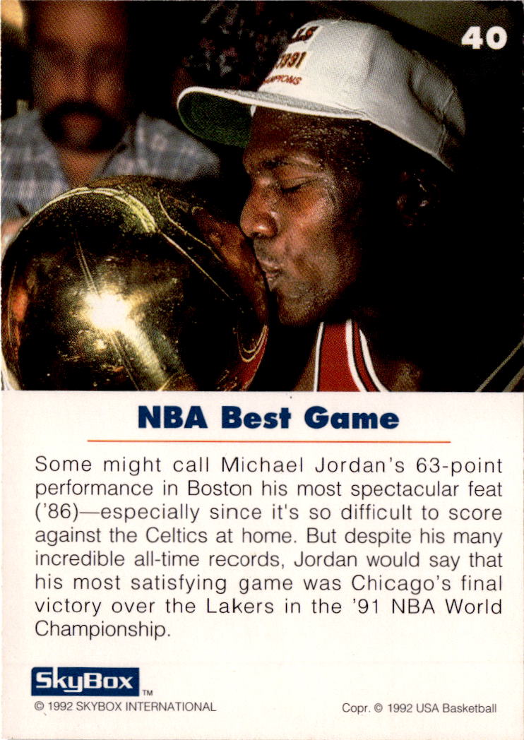 1992 SkyBox USA #40 Michael Jordan