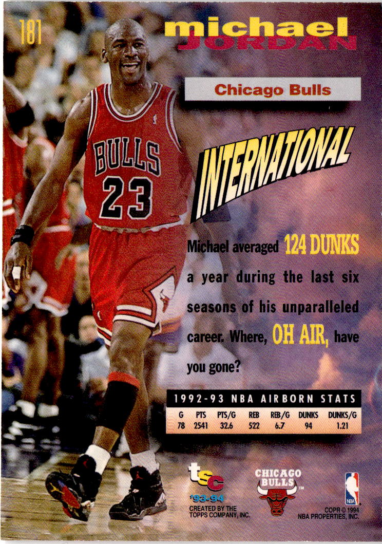 1993-94 Stadium Club #181 Michael Jordan