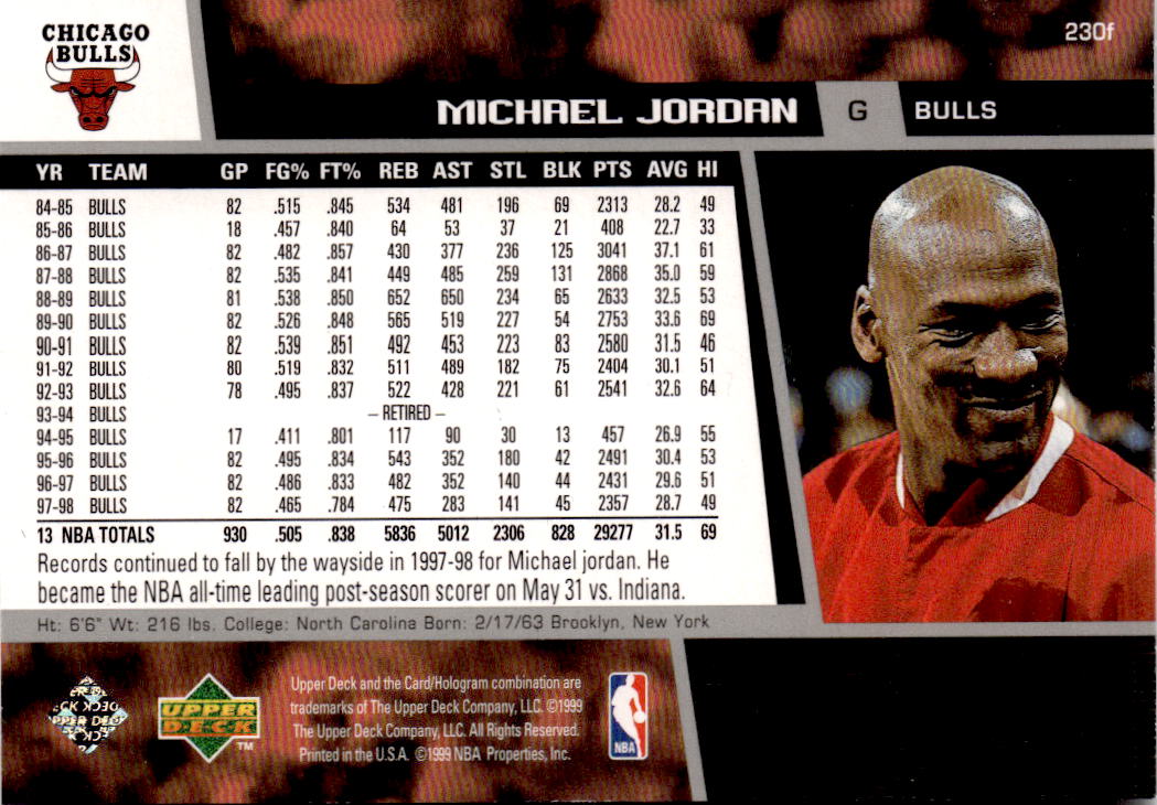 1998-99 Upper Deck #230f Michael Jordan
