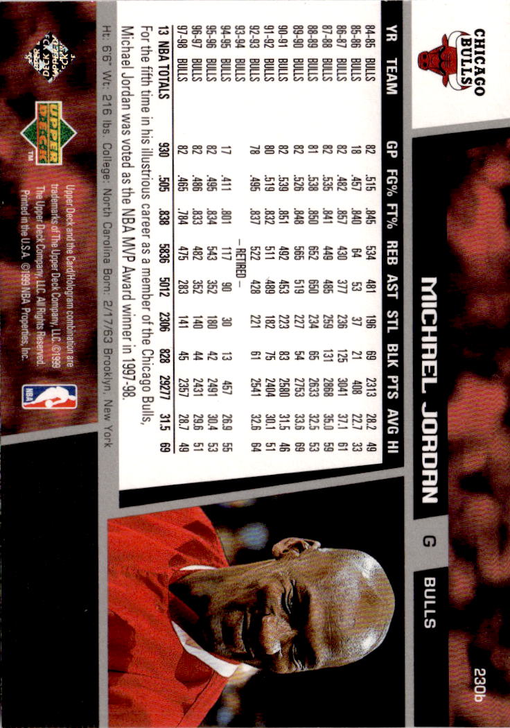1998-99 Upper Deck #230b Michael Jordan
