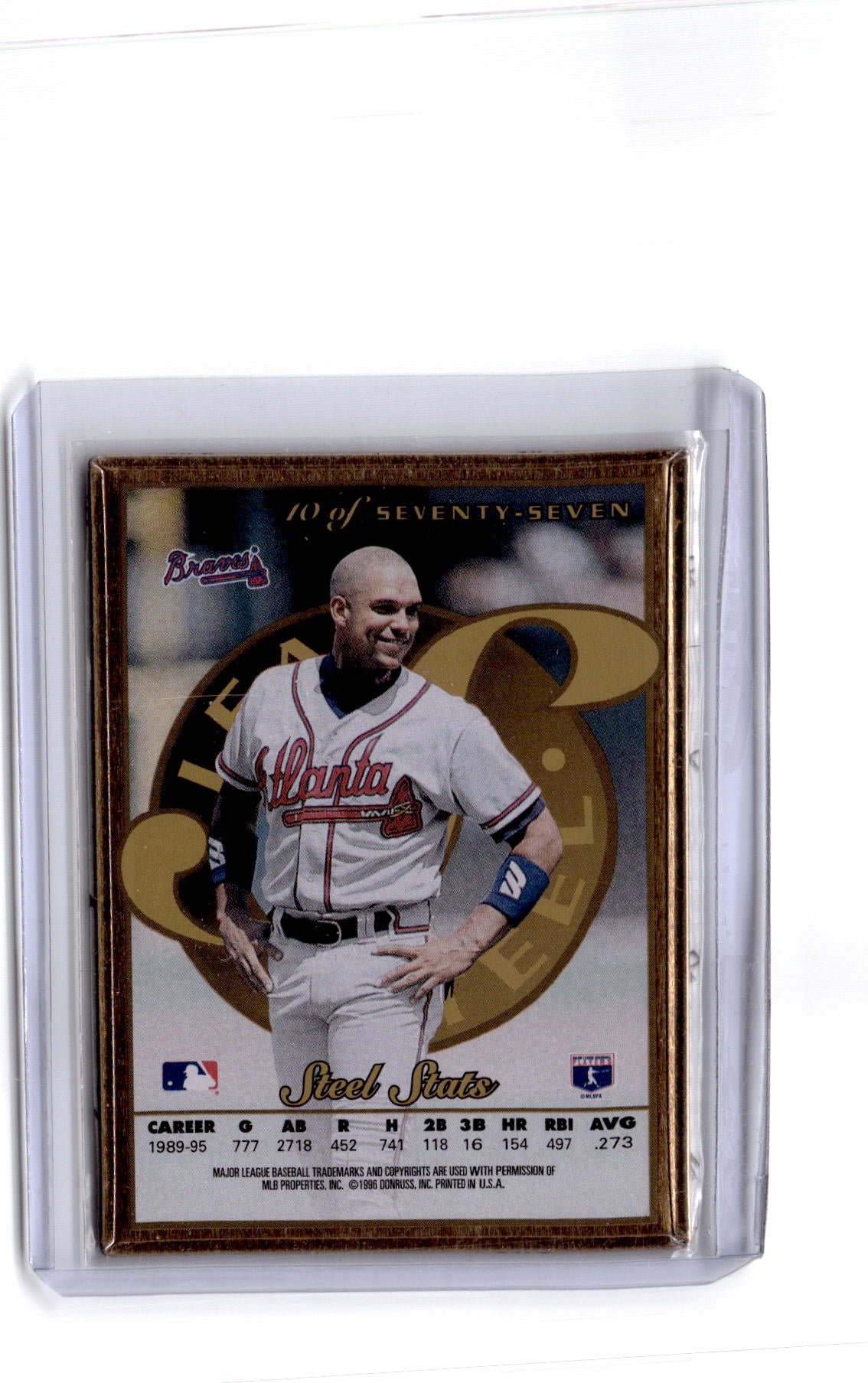 1996 Leaf Preferred #10 David Justice Steel Gold Promos