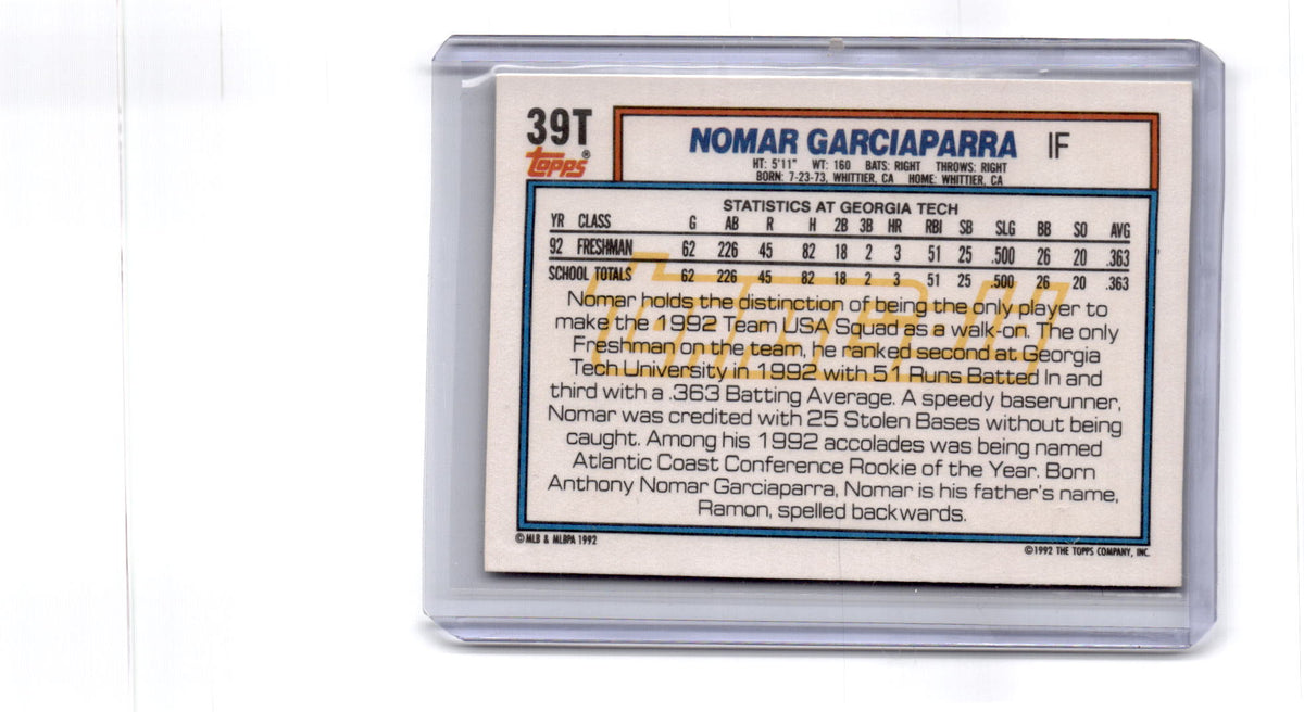 1992 Topps Traded #39T Nomar Garciaparra Gold