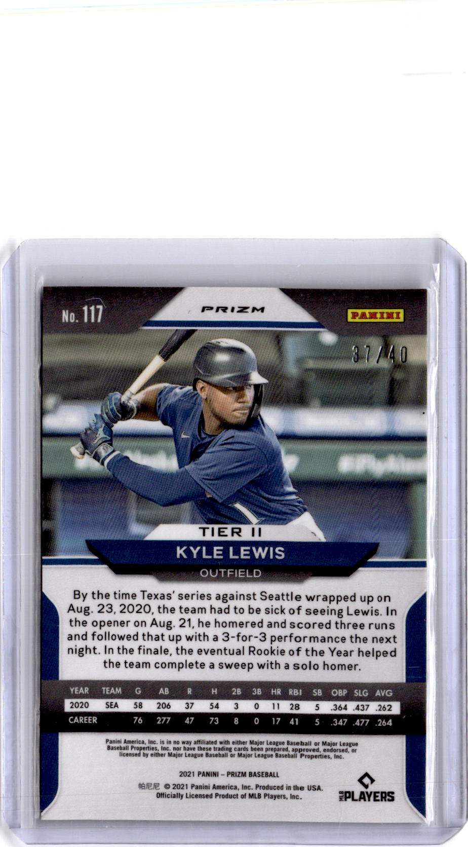 2021 Panini Prizm #117 Kyle Lewis Bronze Donut Circles Prizm #/40