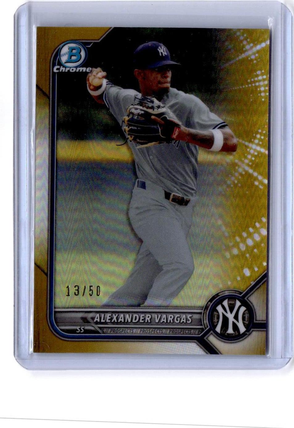 2022 Bowman #BCP-140 Alexander Vargas Chrome Prospects Gold Refractors #/50