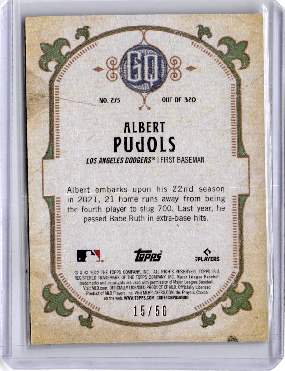 2022 Topps Gypsy Queen #275 Albert Pujols Black & White #/50
