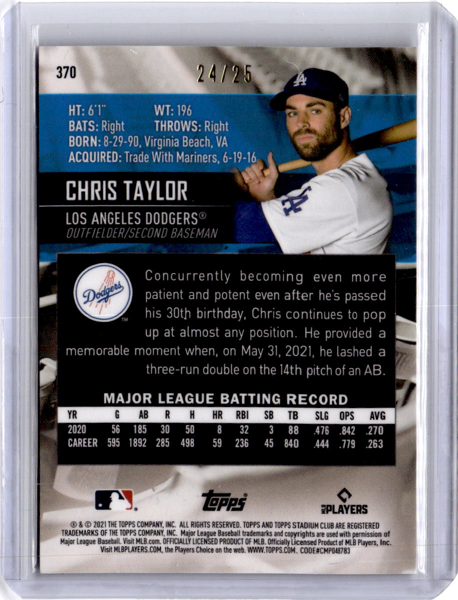 2021 Stadium Club Chrome #370 Chris Taylor Orange Refractor #/25