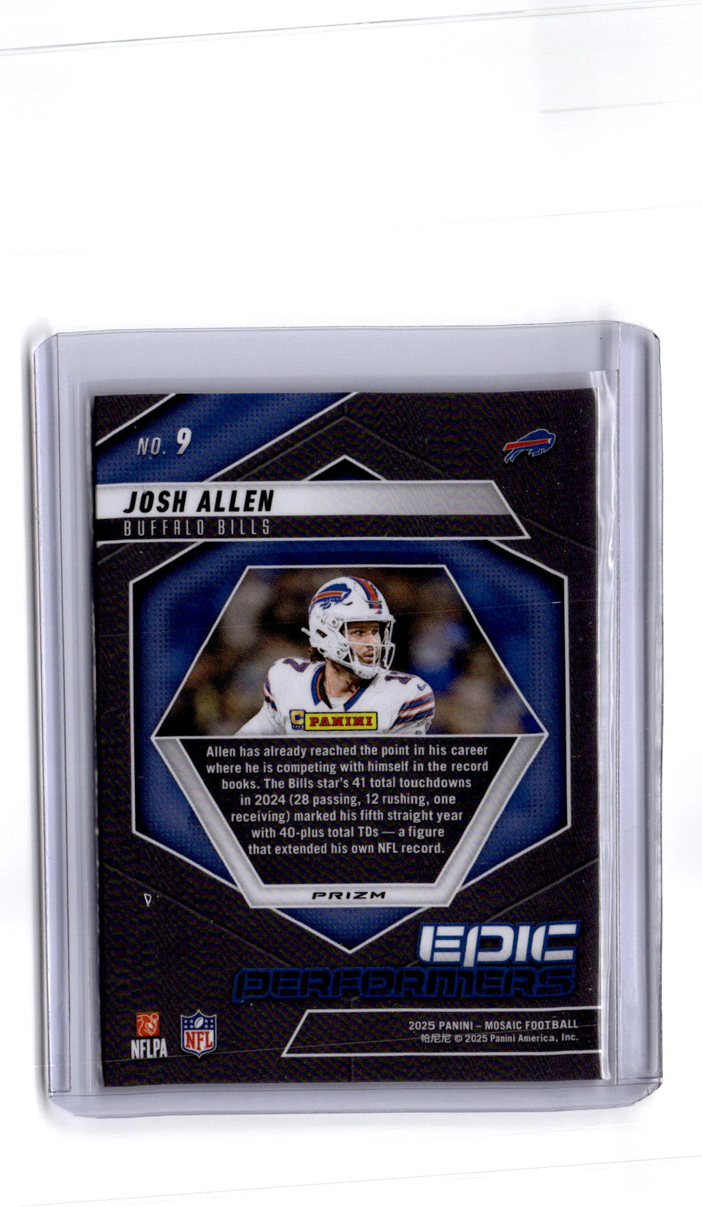 2025 Panini Mosaic #9 Josh Allen Epic Performers Mosaic Orange Fluorescent