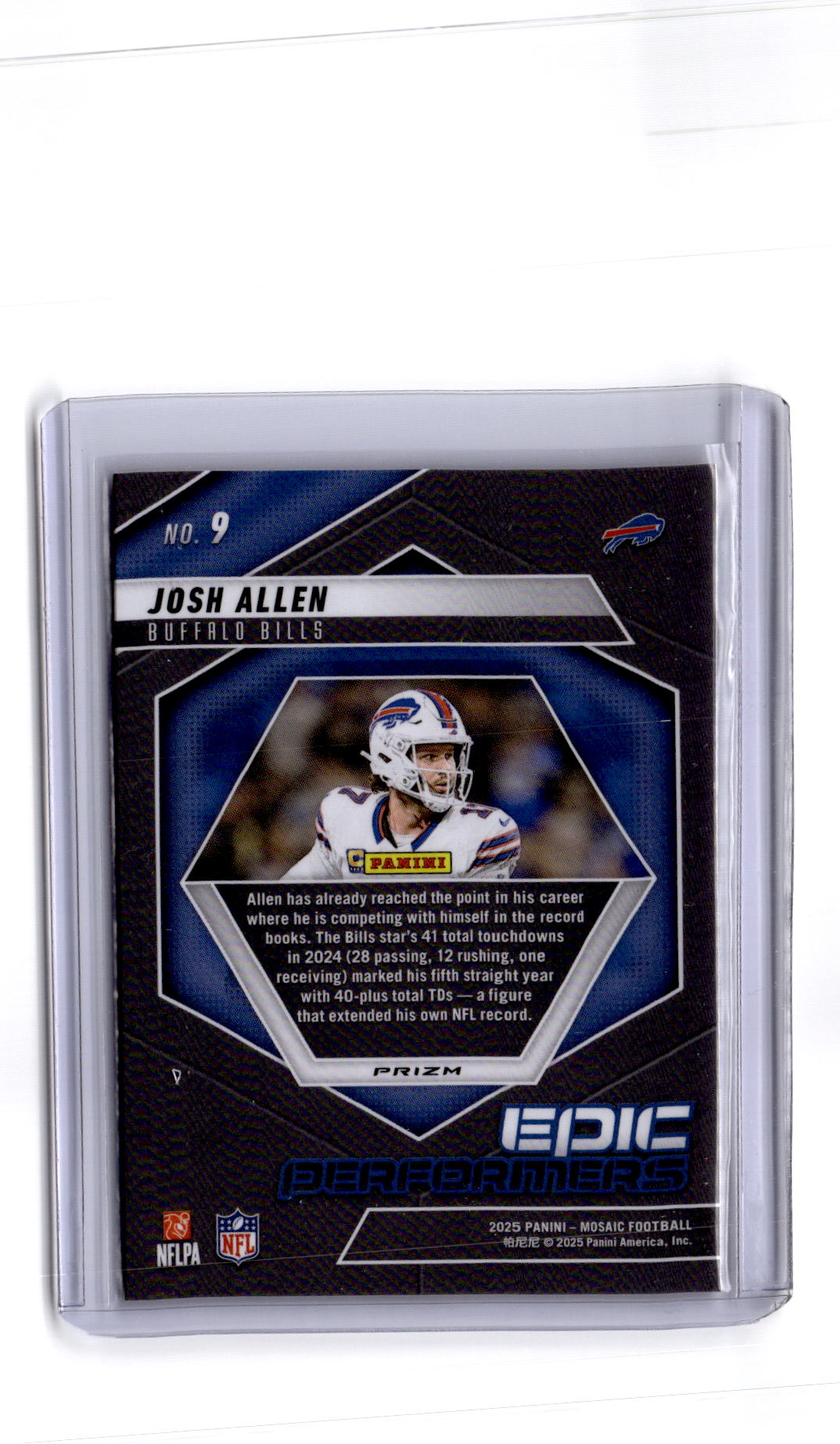 2025 Panini Mosaic #9 Josh Allen Epic Performers Mosaic Orange Fluorescent