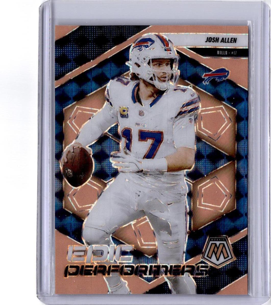 2025 Panini Mosaic #9 Josh Allen Epic Performers Mosaic Orange Fluorescent
