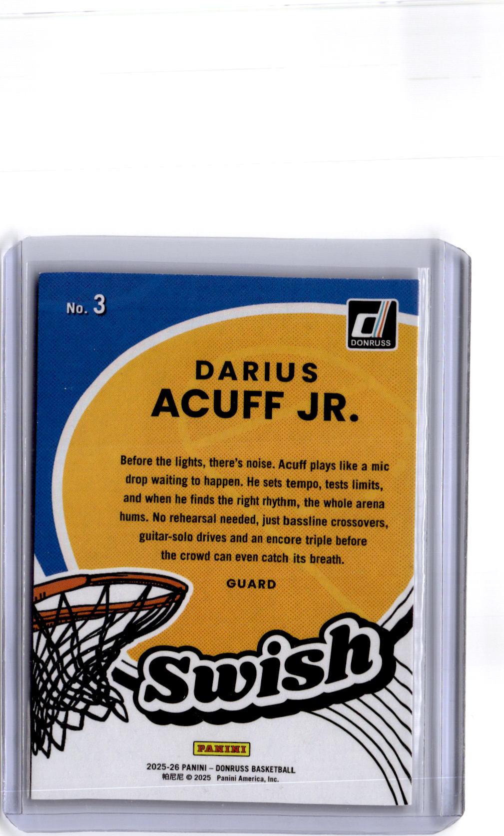 2025-26 Donruss #3 Darius Acuff Jr. Swish Explosion #/99