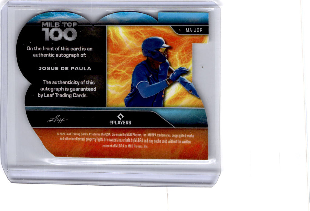 2025 Leaf Baseball Nation Josue De Paula MiLB Top 100 Autographs Crystal Green/5