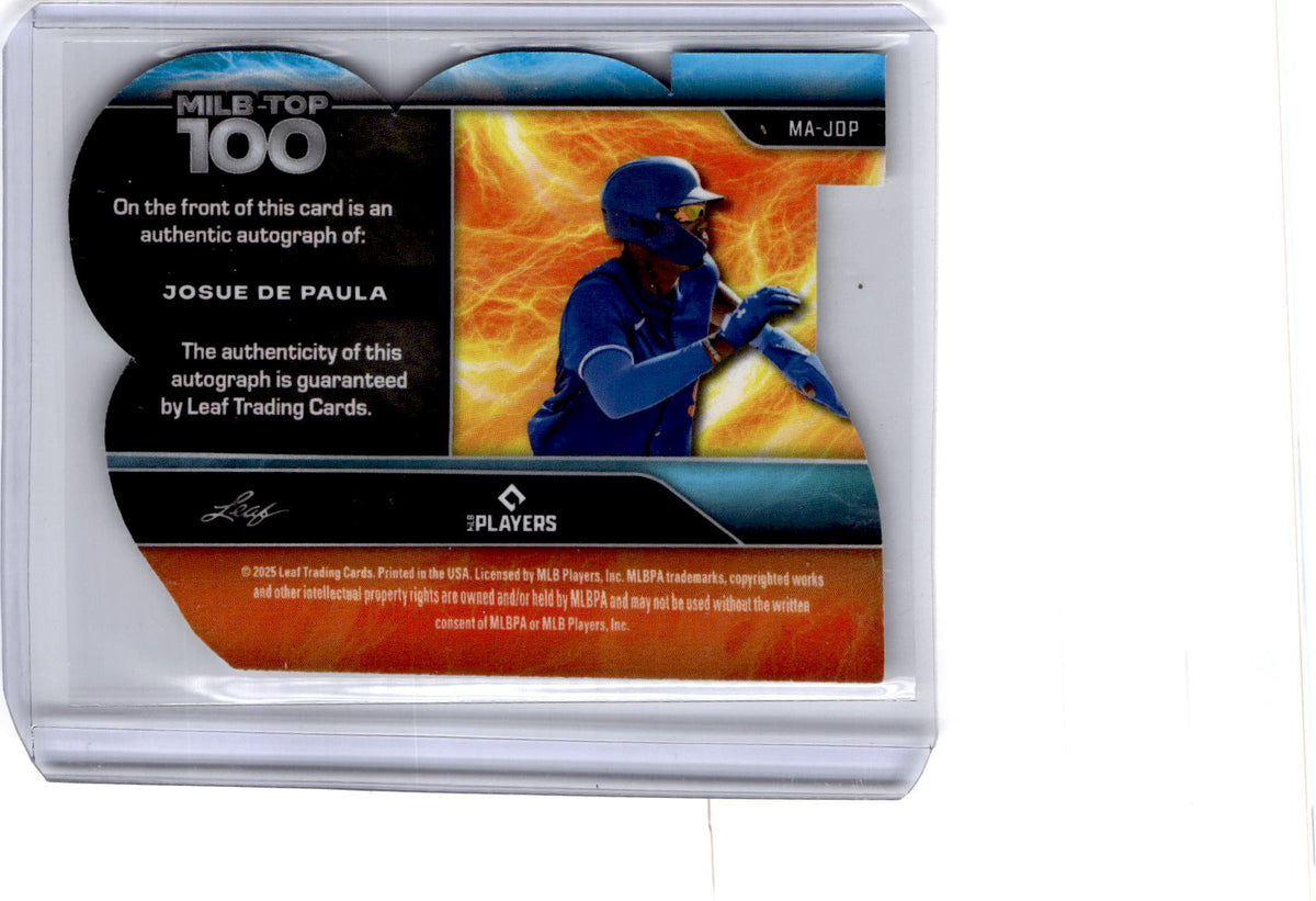 2025 Leaf Baseball Nation Josue De Paula MiLB Top 100 Autographs Crystal Green/5