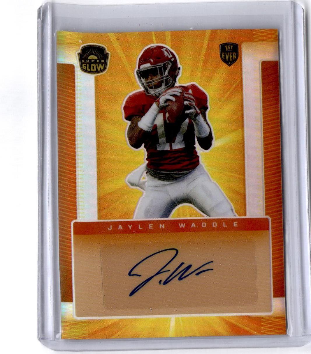 2021 Super Glow Sports #AU-JW Jaylen Waddle Autograph Initials Red Glow