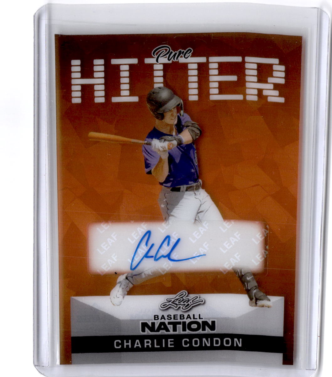 2025 Leaf Baseball Nation Charlie Condon Pure Hitters Auto Prismatic Orange #/3