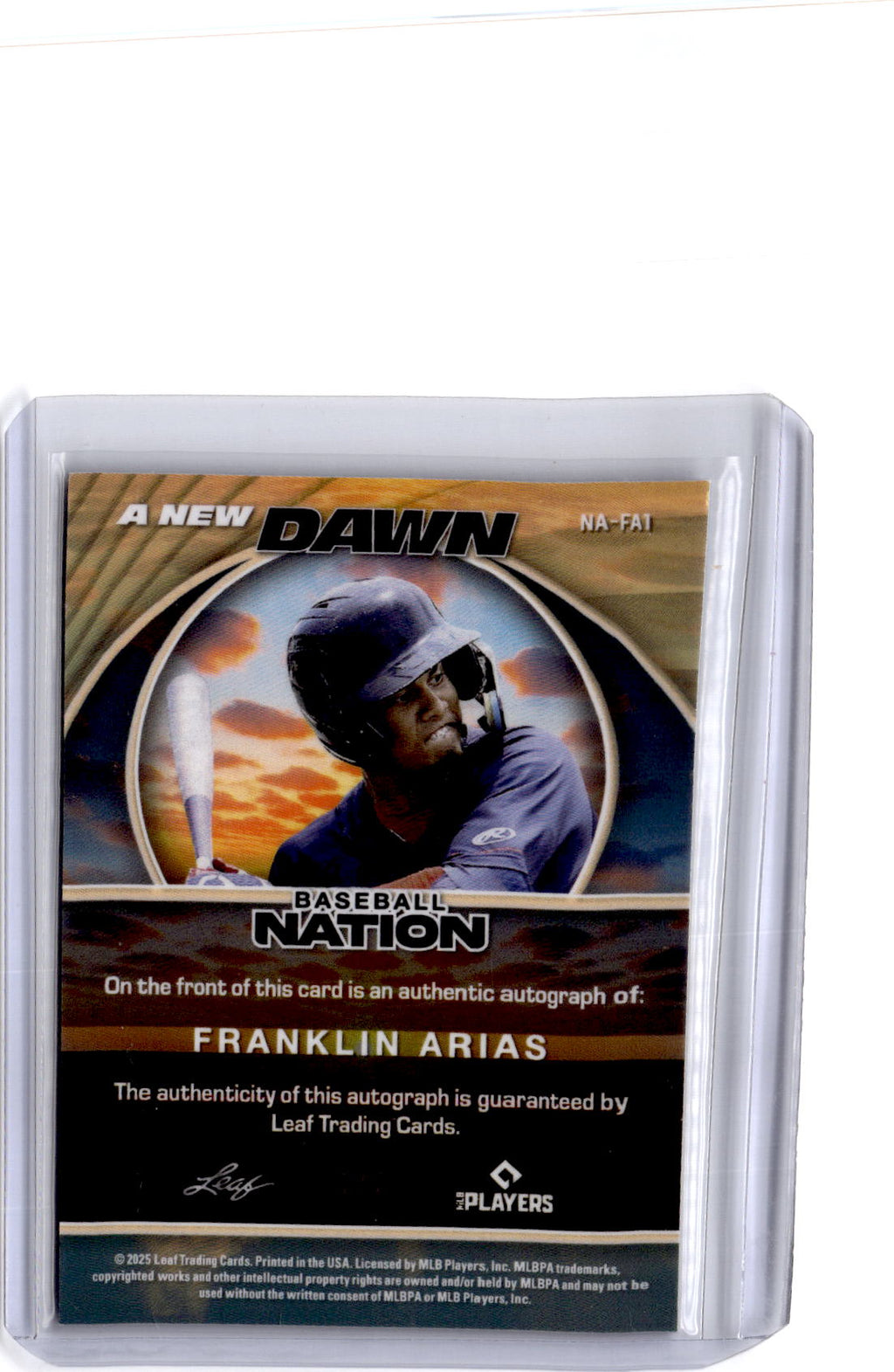 2025 Leaf Baseball Nation Franklin Arias A New Dawn Auto Lava Platinum Blue/7