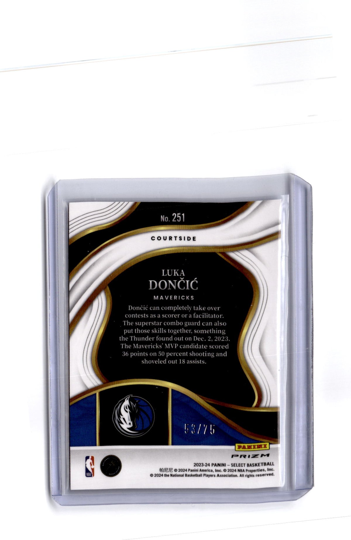 2023-24 Panini Select #251 Luka Doncic Blue Wave Prizm #/75