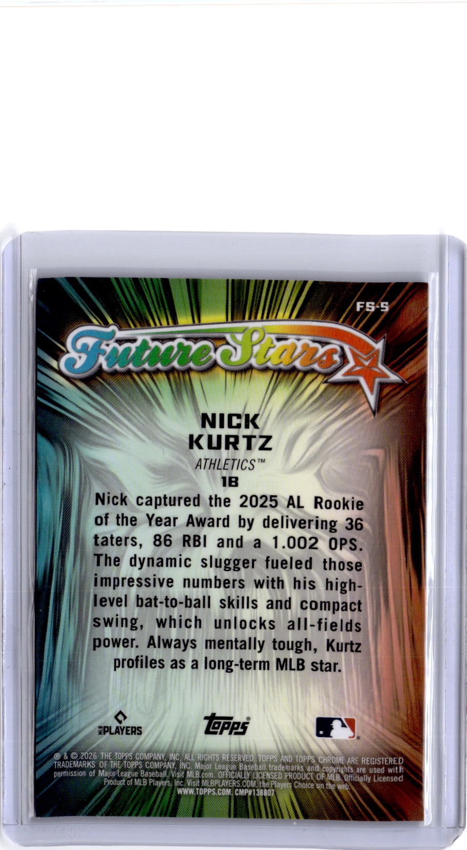 2026 Topps Chrome #FS-5 Nick Kurtz Future Stars Gold Refractor #/50