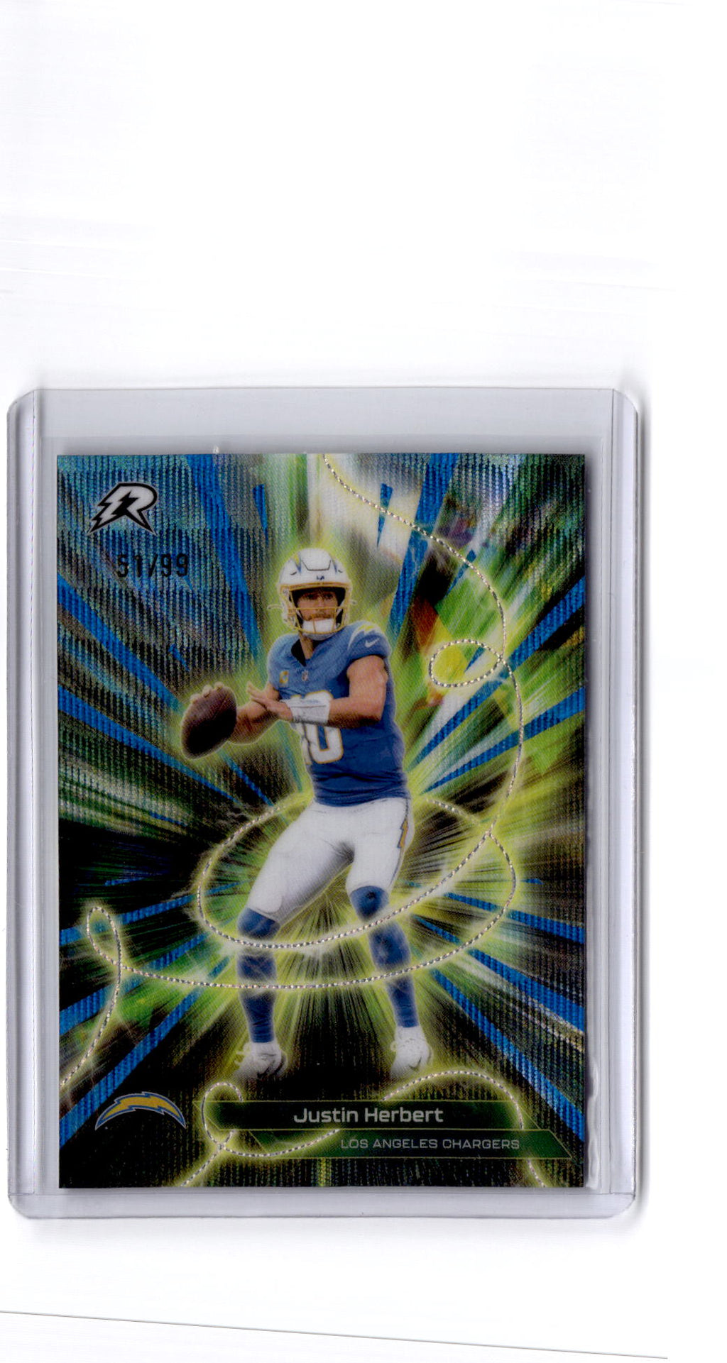 2025 Topps Resurgence #C-7 Justin Herbert Conductors Blue Surge Refractor #/99