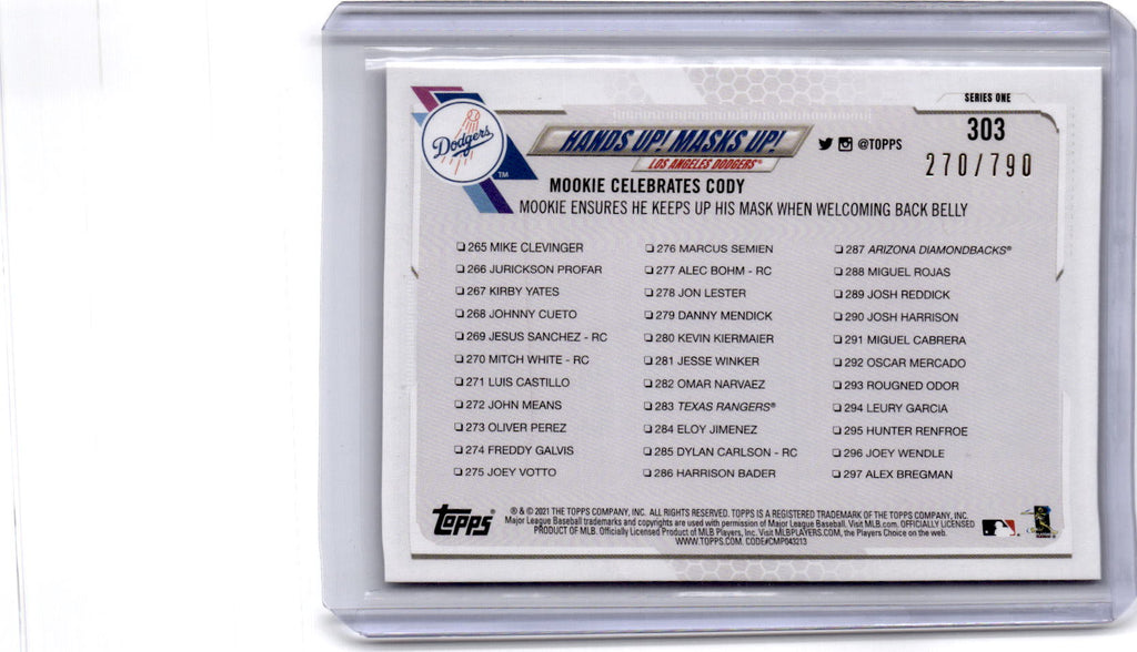 2021 Topps #303 Hands Up! Masks Up! Foilboard (Walmart) #/790