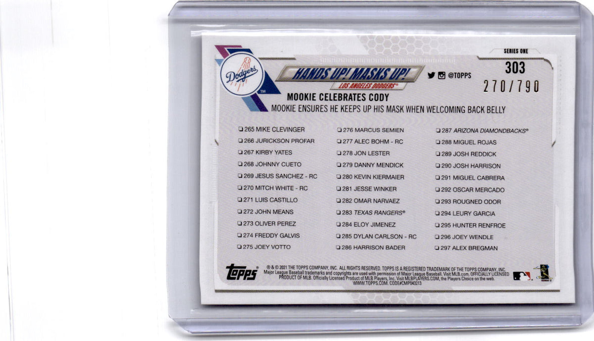 2021 Topps #303 Hands Up! Masks Up! Foilboard (Walmart) #/790