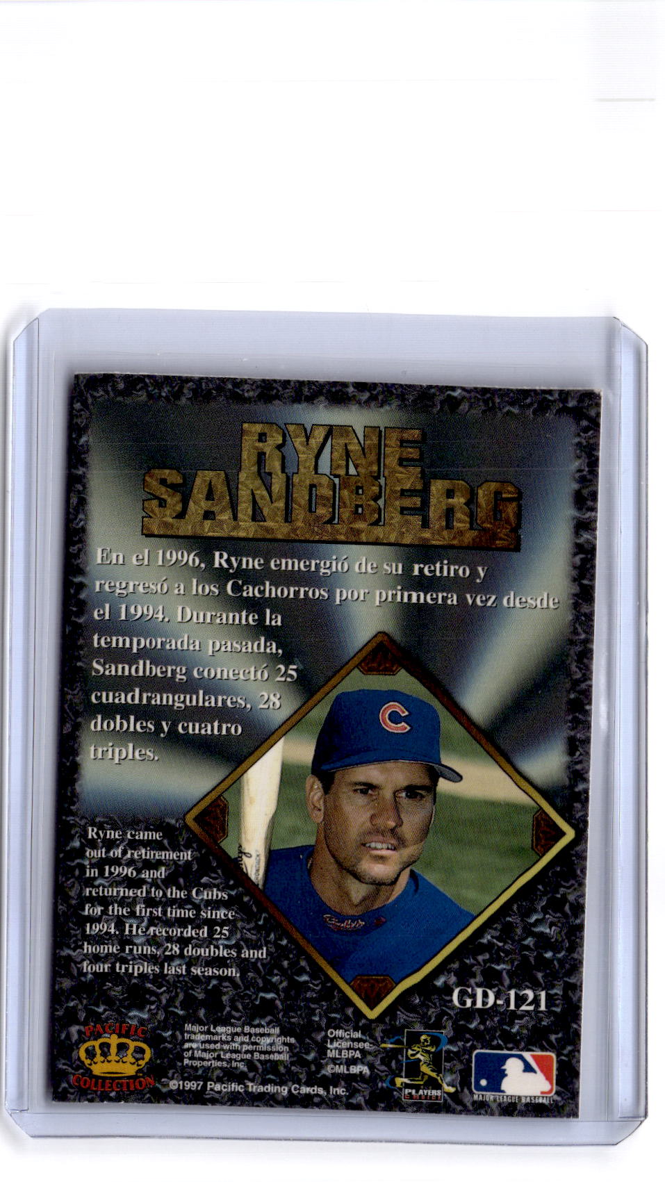 1997 Pacific Prism Invincible #GD-121 Ryne Sandberg Gems of the Diamond