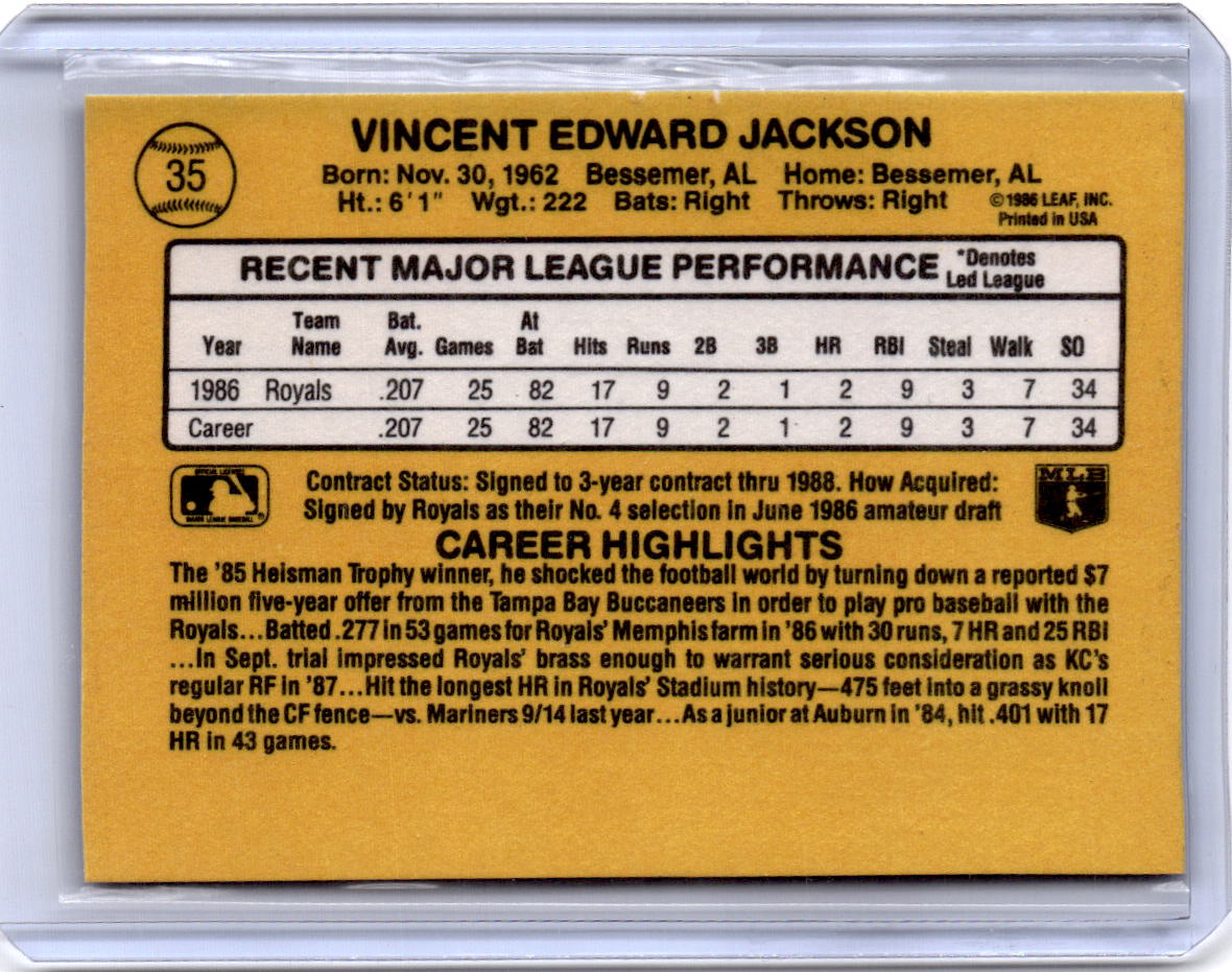 1987 Leaf #35 Bo Jackson