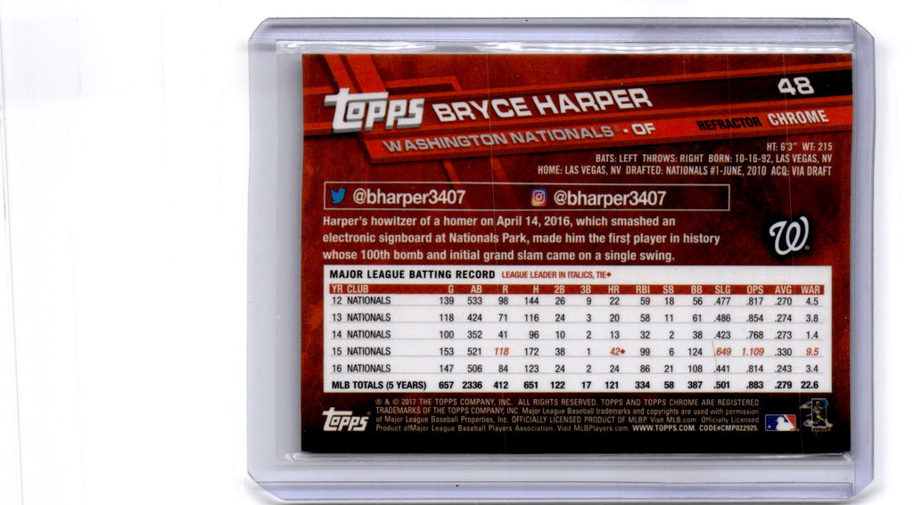 2017 Topps Chrome #48 Bryce Harper X-Fractor