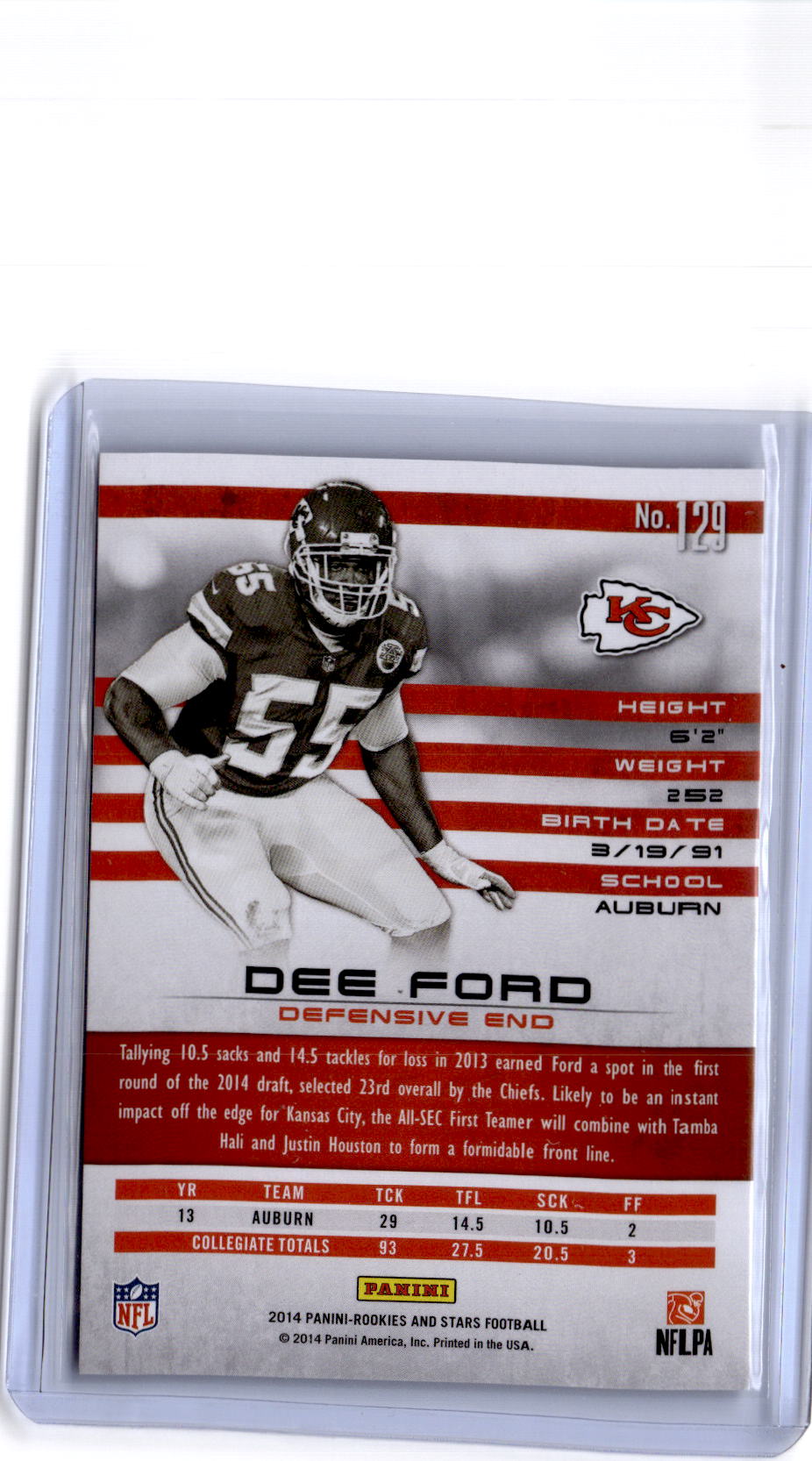 2014 Panini Rookies & Stars #129 Dee Ford Longevity Platinum #/25