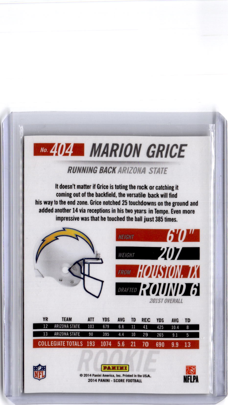 2014 Panini Hot Rookies #404 Marion Grice Scorecard #/99
