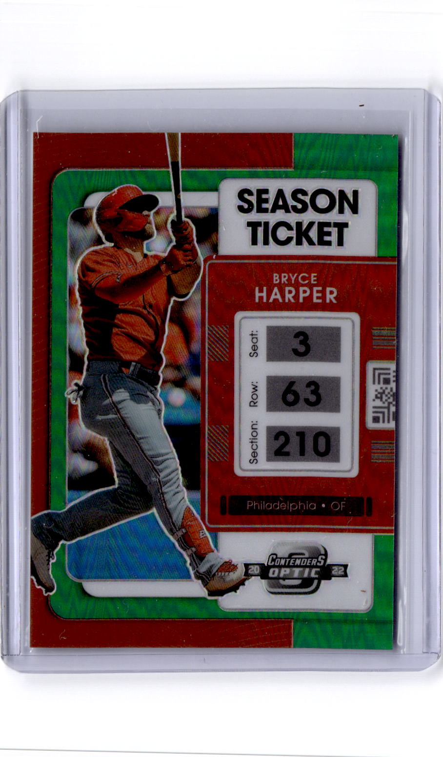 2022 Panini Chronicles #25 Bryce Harper Contenders Optic Green #/75