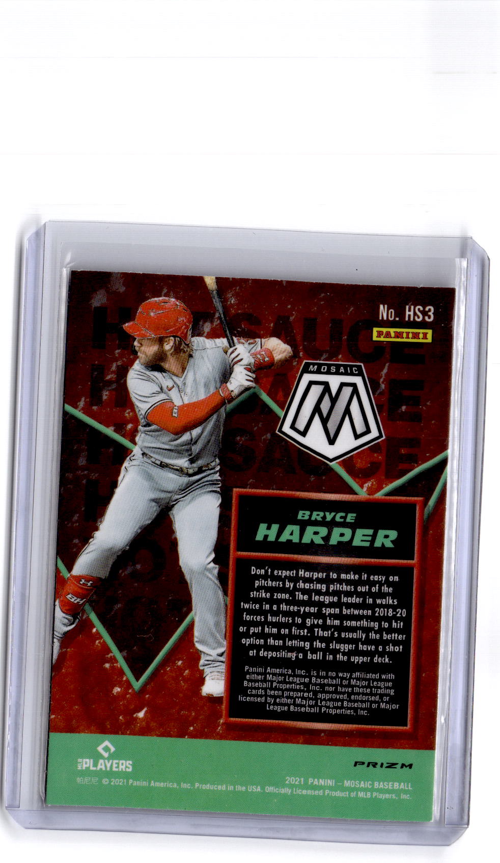2021 Panini Mosaic #HS3 Bryce Harper Hot Sauce Green