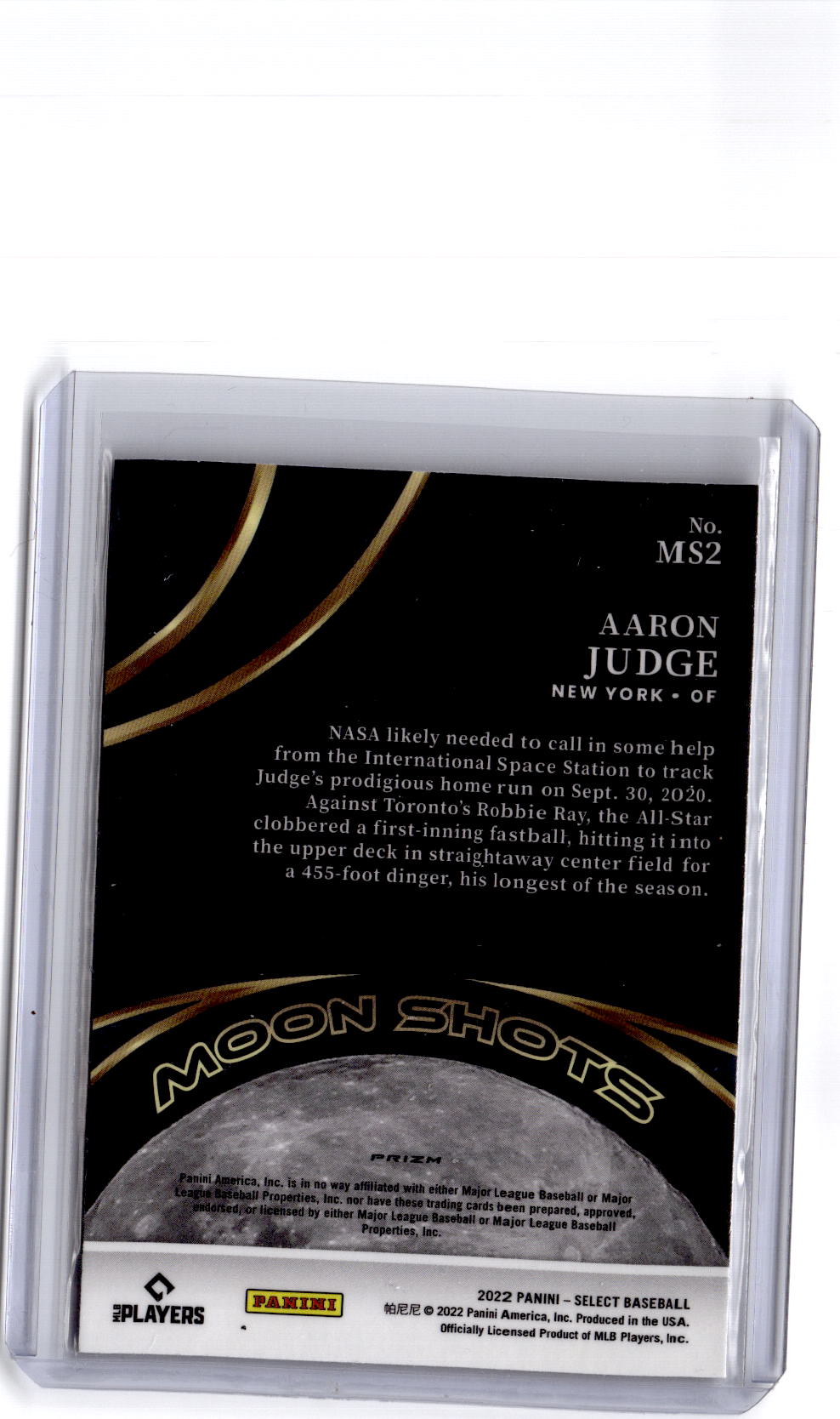 2022 Panini Select #MS2 Aaron Judge Moon Shots Holo