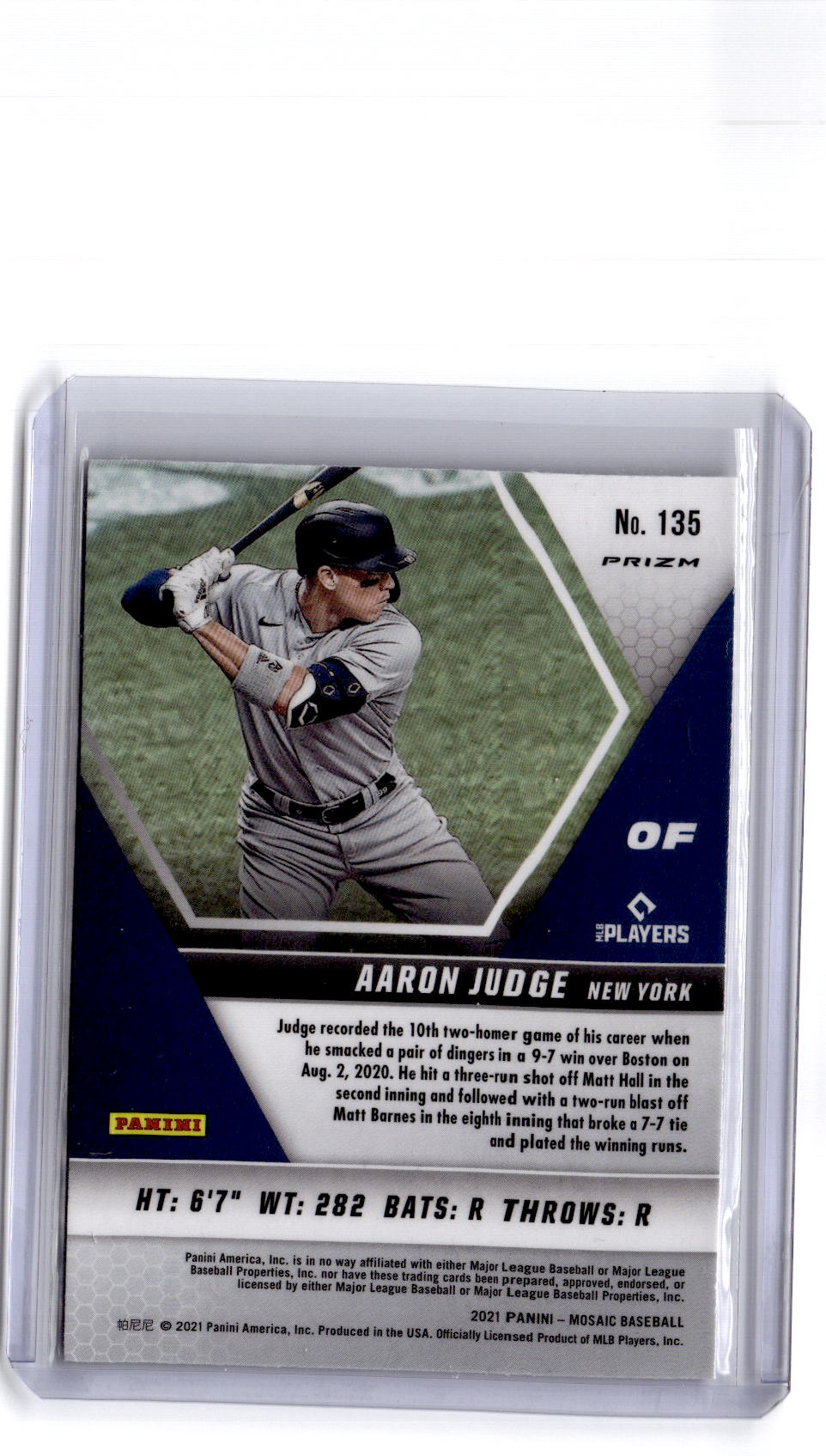 2021 Panini Mosaic #135 Aaron Judge Mosaic Green