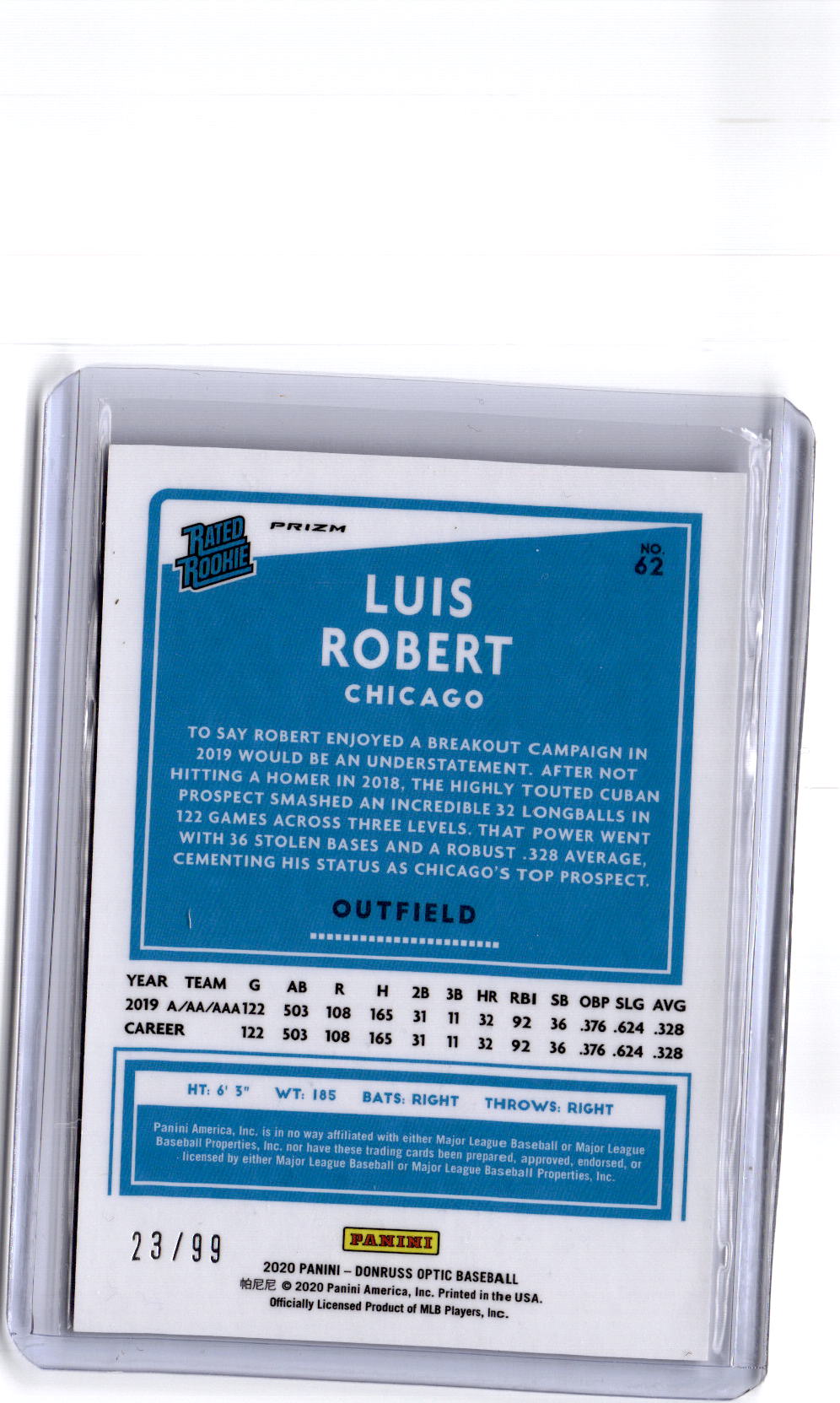 2020 Donruss Optic #62 Luis Robert Pandora #/99