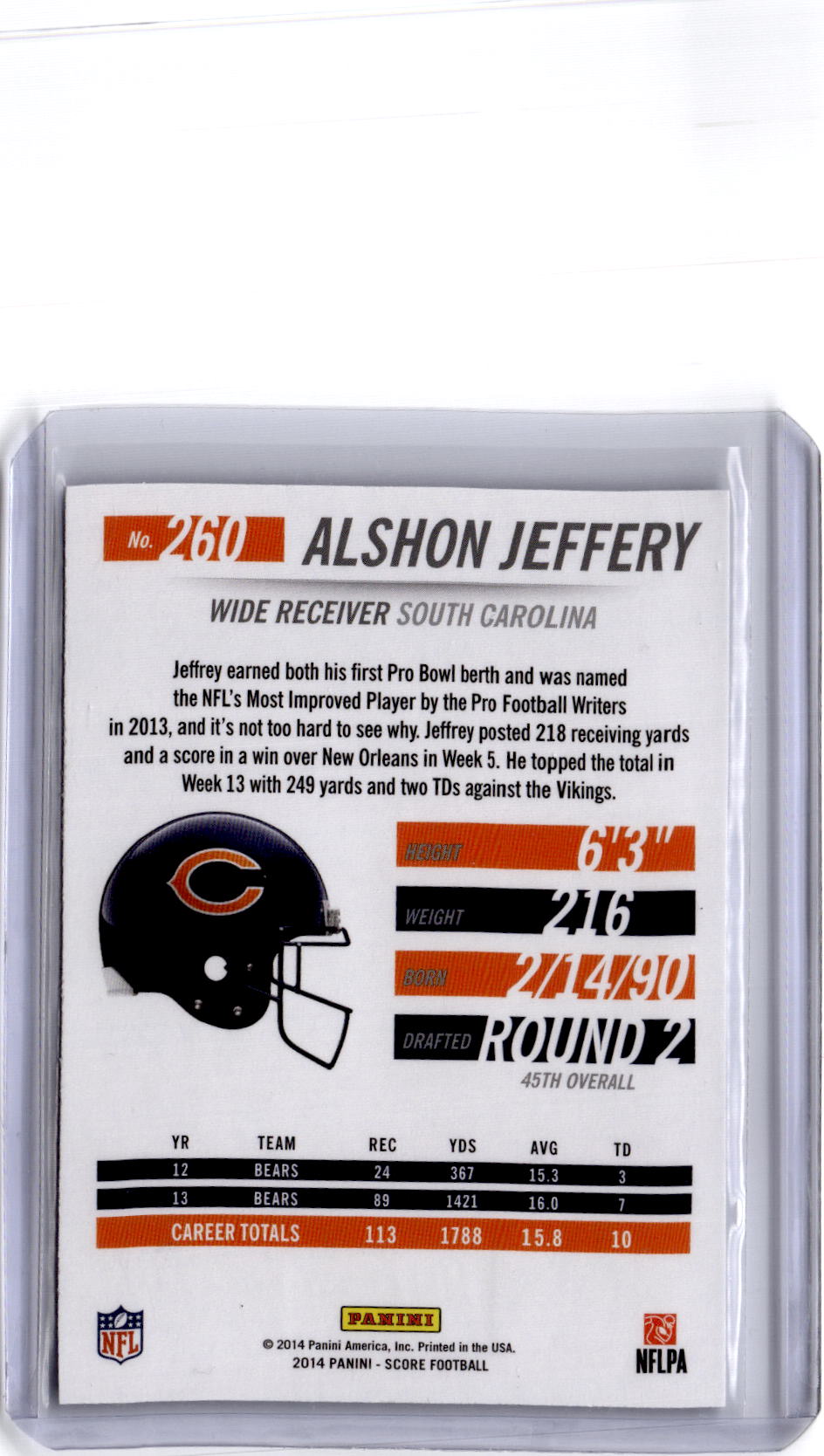 2014 Panini Hot Rookies #260 Alshon Jeffery Artist's Proof #/35