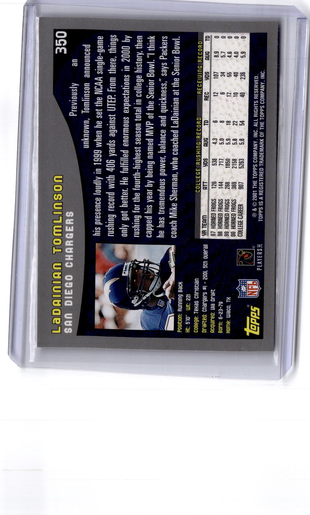 2001 Topps #350 LaDainian Tomlinson Topps Collection
