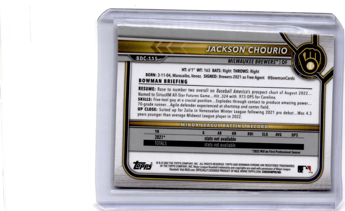 2022 Bowman Draft Sapphire Edition #BDC-115 Jackson Chourio
