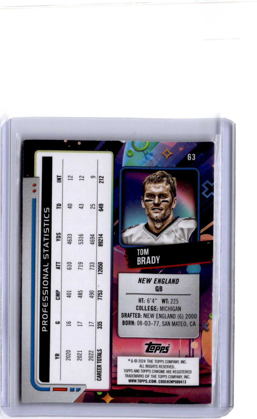 2024 Topps Chrome Cosmic #63 Tom Brady Nucleus Refractor