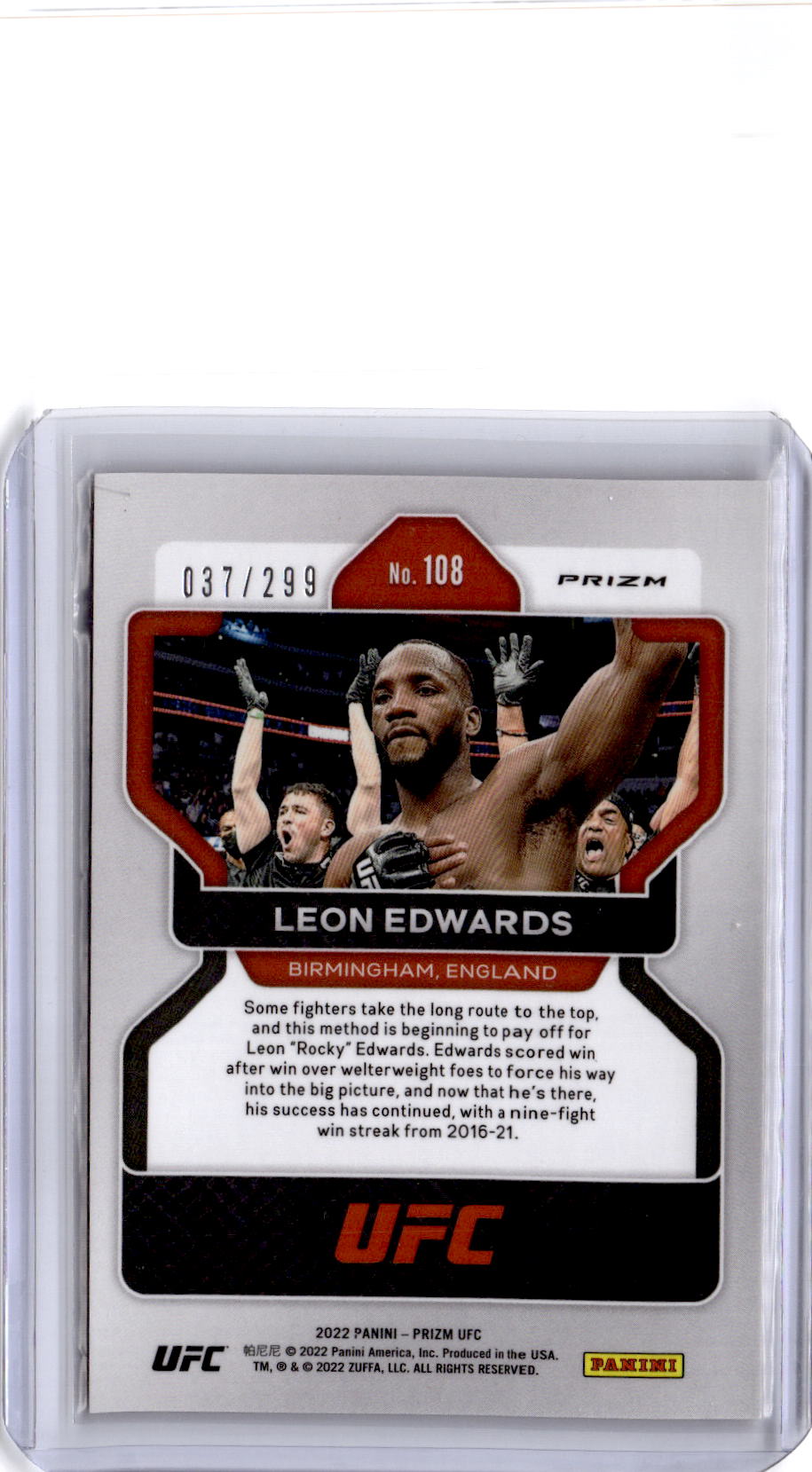2022 Panini Prizm UFC #108 Leon Edwards Red Prizm