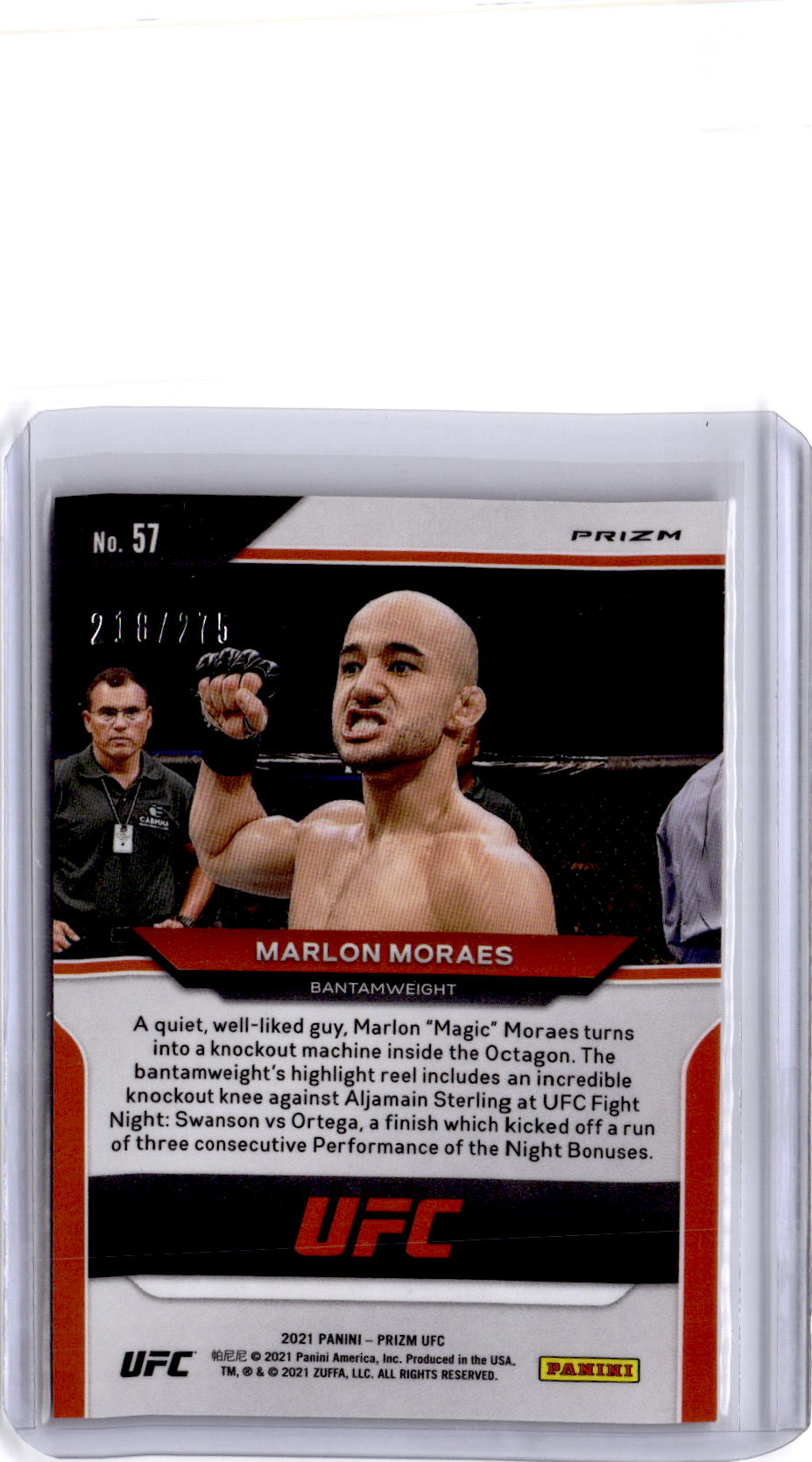 2021 Panini Prizm UFC #57 Marlon Moraes Red Prizm