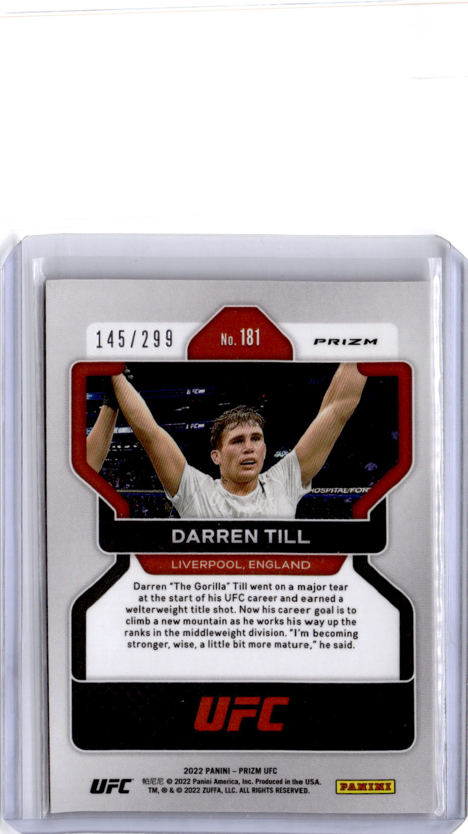 2022 Panini Prizm UFC #181 Darren Till Red Prizm /299