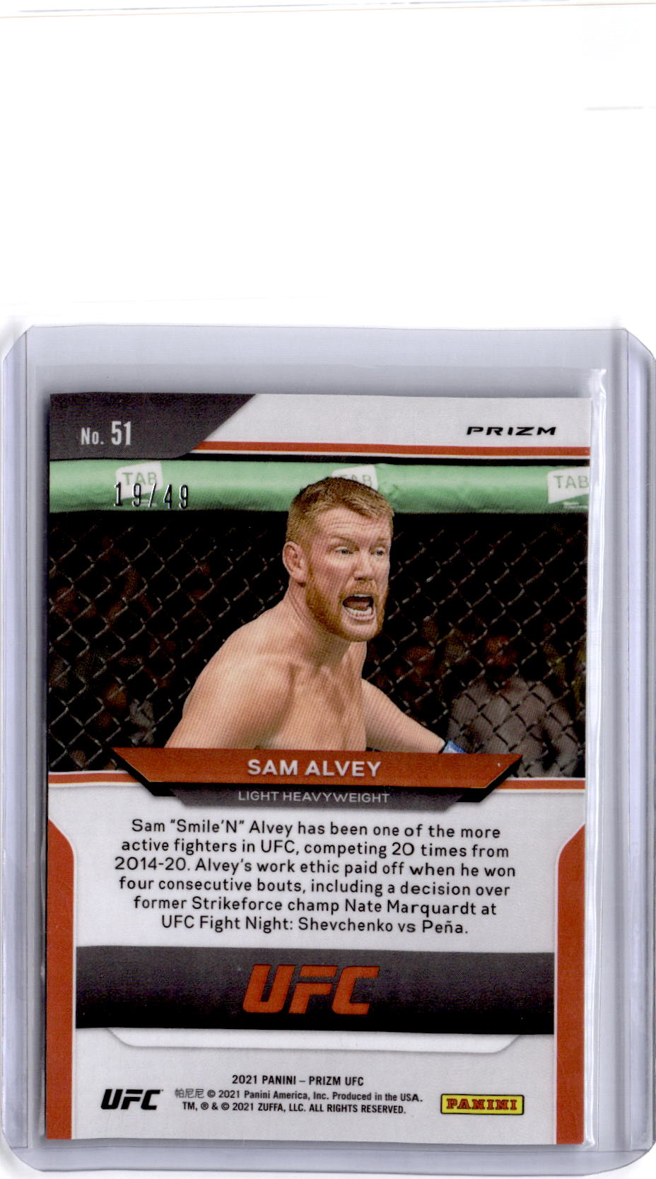 2021 Panini Prizm UFC #51 Sam Alvey Teal Prizm