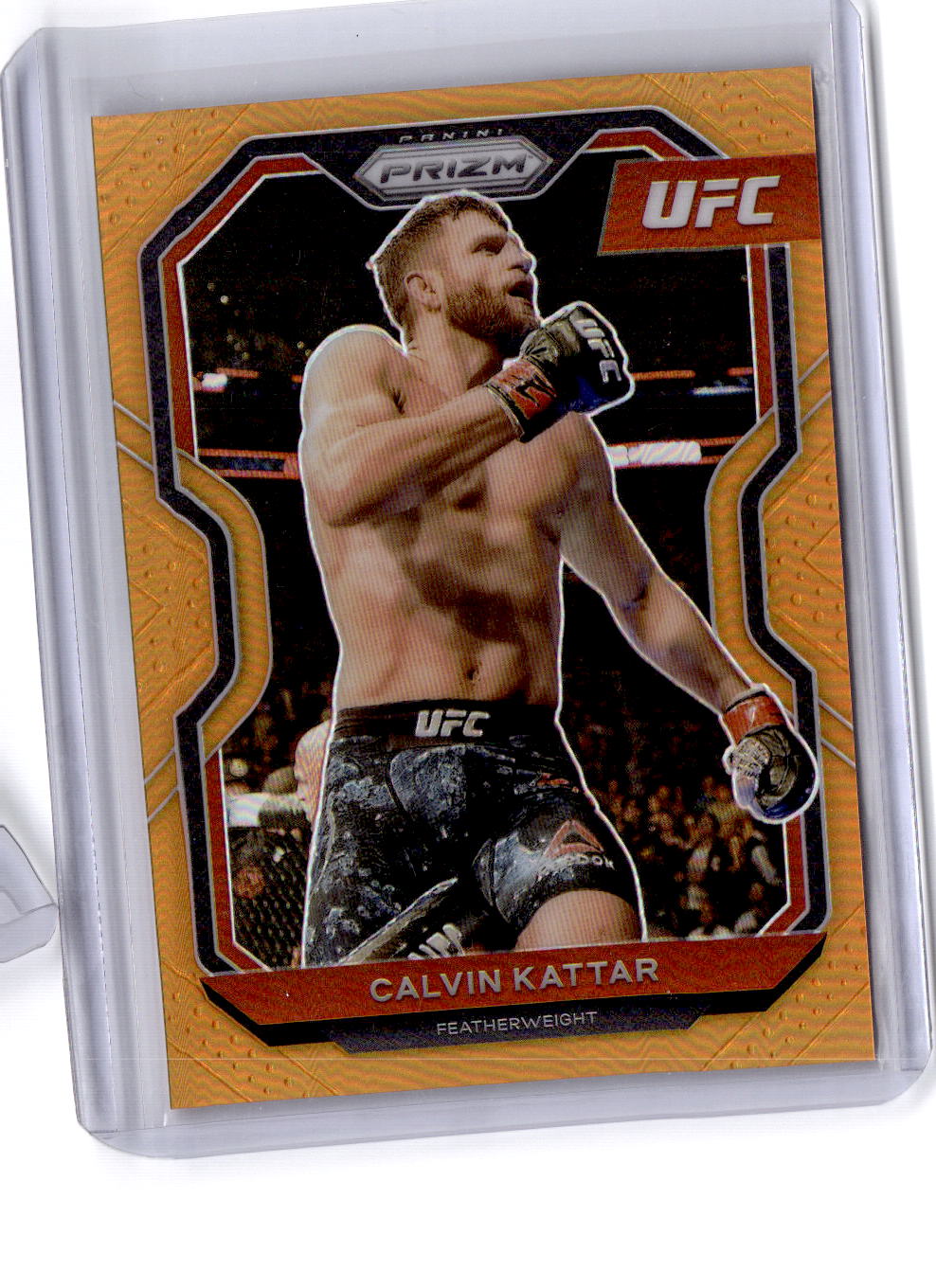 2021 Panini Prizm UFC #58 Calvin Kattar Orange Prizm #/99