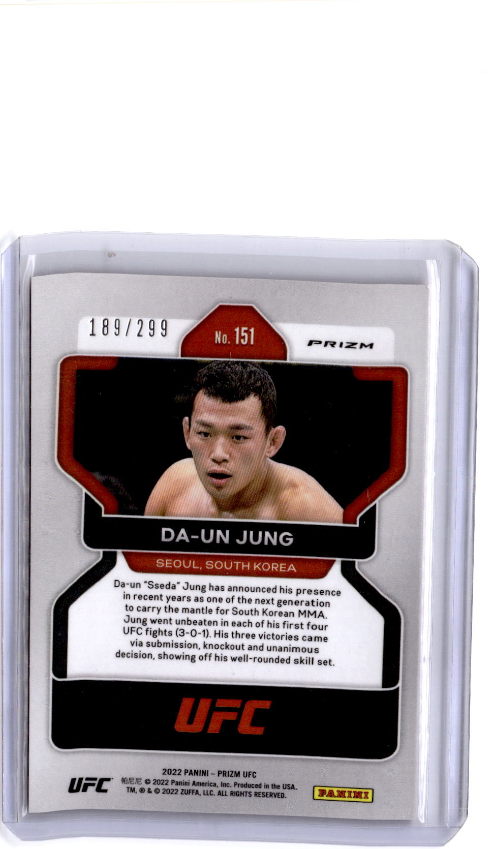 2022 Panini Prizm UFC #151 Da-un Jung Red Prizm #/299