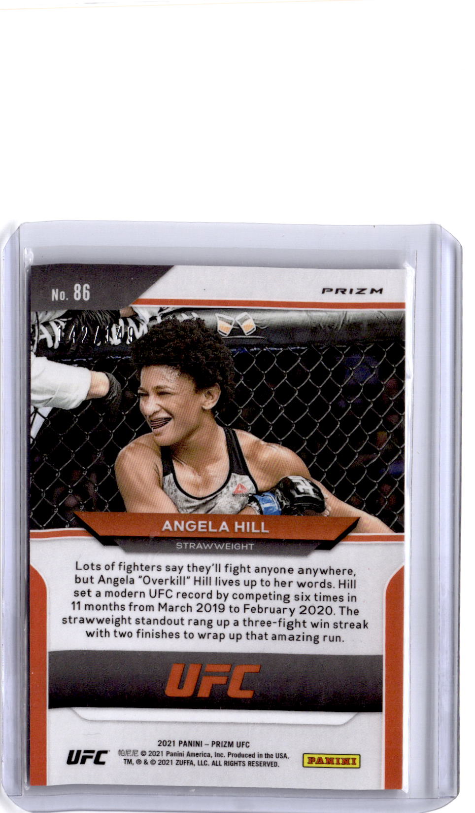 2021 Panini Prizm UFC #86 Angela Hill Purple Prizm #/149