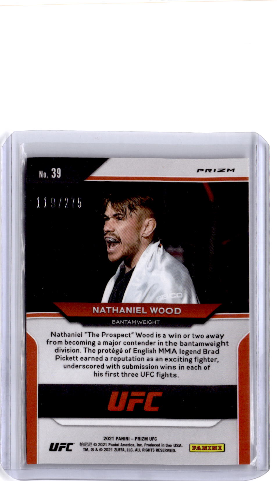 2021 Panini Prizm UFC #39 Nathaniel Wood Red Prizm