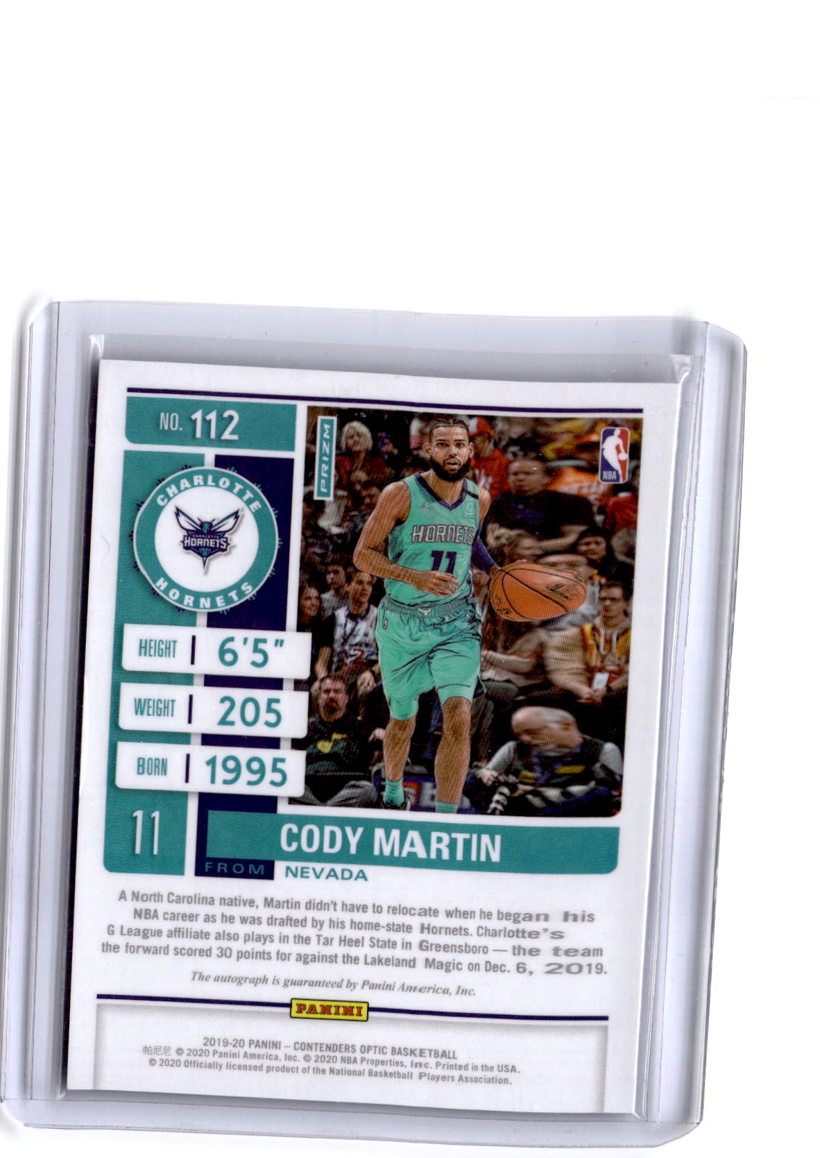 2019-20 Panini Contenders Optic #112 Cody Martin
