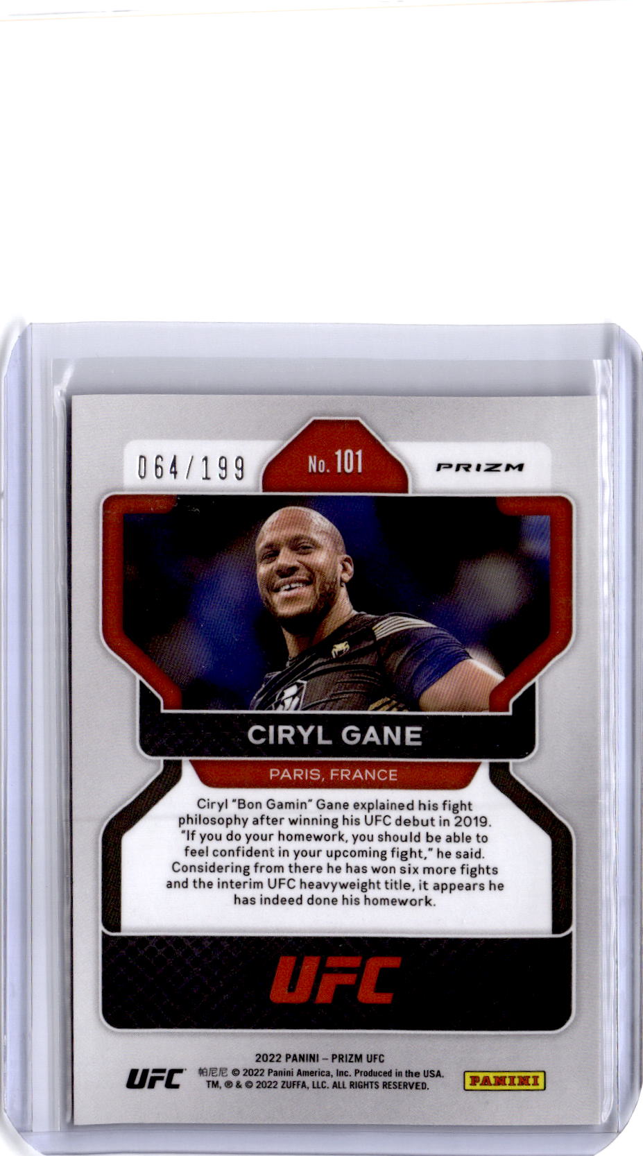 2022 Panini Prizm UFC #101 Ciryl Gane Blue Prizm