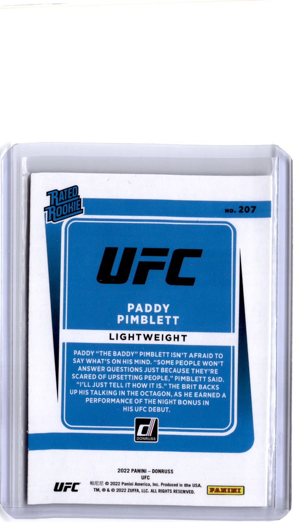 2022 Donruss UFC #207 Paddy Pimblett